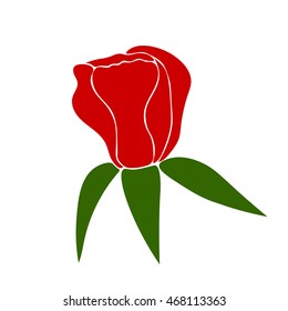 silhouette of rose on a white background