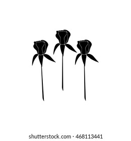 silhouette of rose on a white background