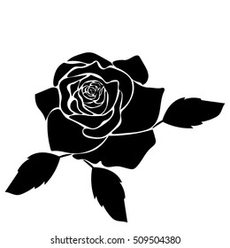 silhouette of rose on a white background