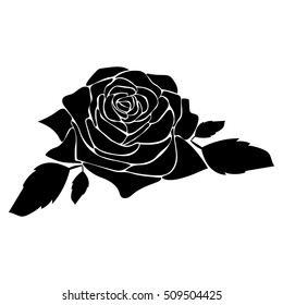 silhouette of rose on a white background