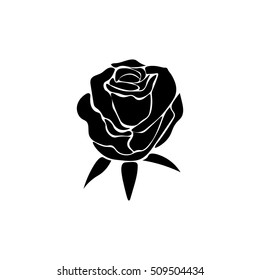 silhouette of rose on a white background