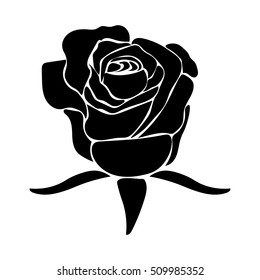 silhouette of rose on a white background