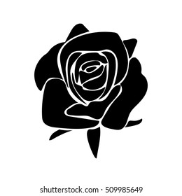 silhouette of rose on a white background