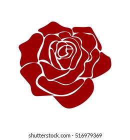 silhouette of rose on a white background