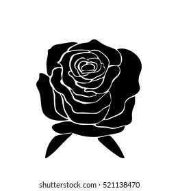 silhouette of rose on a white background
