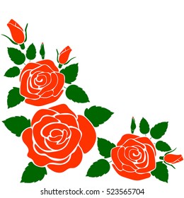 silhouette of rose on a white background