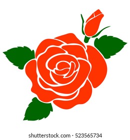 silhouette of rose on a white background