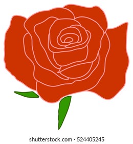 silhouette of rose on a white background