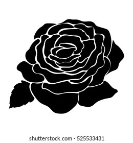 silhouette of rose on a white background