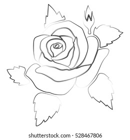 silhouette of rose on a white background