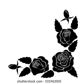 silhouette of rose on a white background