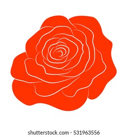 silhouette of rose on a white background