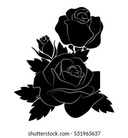 silhouette of rose on a white background