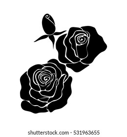 silhouette of rose on a white background