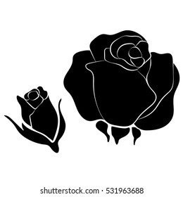 silhouette of rose on a white background
