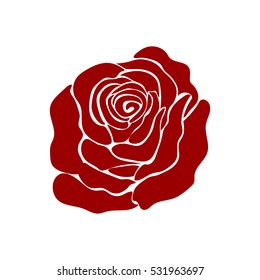 silhouette of rose on a white background