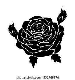 silhouette of rose on a white background