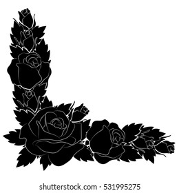 silhouette of rose on a white background