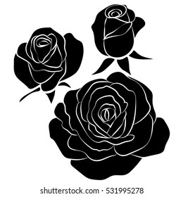silhouette of rose on a white background