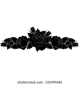 silhouette of rose on a white background