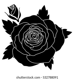 Silhouette Rose On White Background Stock Vector (Royalty Free ...