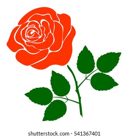 silhouette of rose on a white background