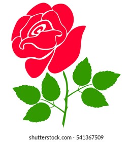 silhouette of rose on a white background