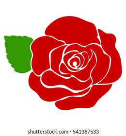 silhouette of rose on a white background