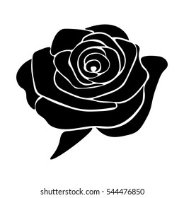 silhouette of rose on a white background