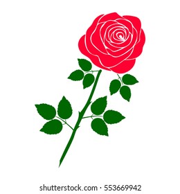 silhouette of rose on a white background