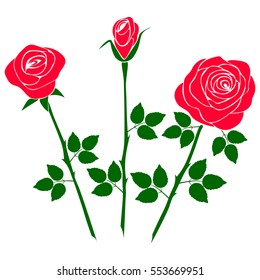 silhouette of rose on a white background
