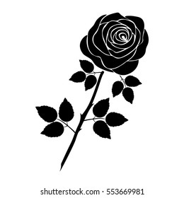 silhouette of rose on a white background
