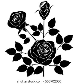 silhouette of rose on a white background