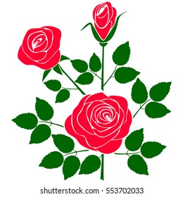 silhouette of rose on a white background