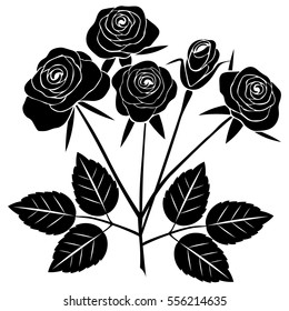 silhouette of rose on a white background