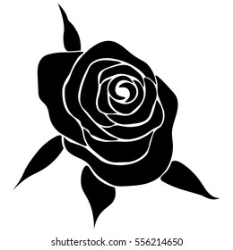 silhouette of rose on a white background