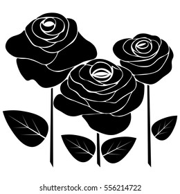 silhouette of rose on a white background