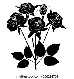 silhouette of rose on a white background