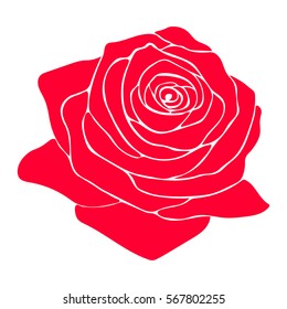 silhouette of rose on a white background