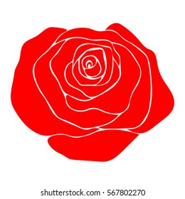 silhouette of rose on a white background