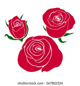 silhouette of rose on a white background