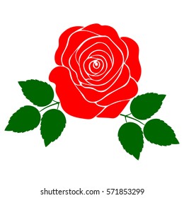 silhouette of rose on a white background