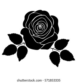 silhouette of rose on a white background