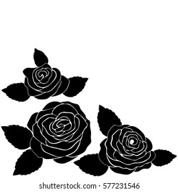 silhouette of rose on a white background
