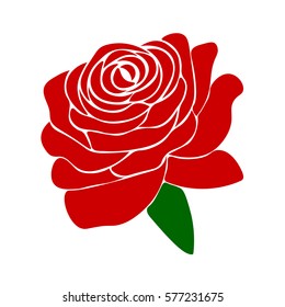 silhouette of rose on a white background
