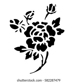 silhouette of rose on a white background design elements