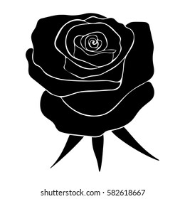 silhouette of rose on a white background