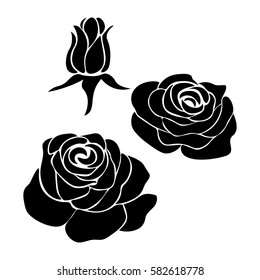 silhouette of rose on a white background