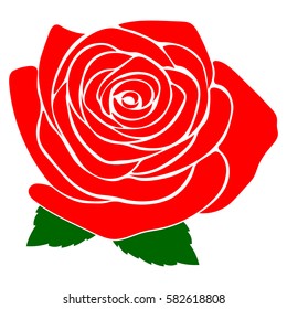 silhouette of rose on a white background