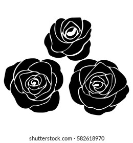 silhouette of rose on a white background